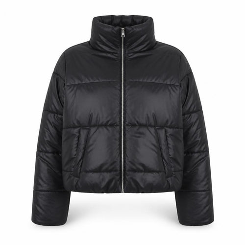 Rising Women’s Black Cropped Puffer Jacket Size S Winter Quilted Coat