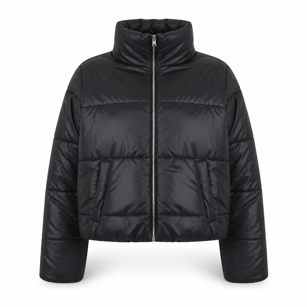 Rising Women’s Black Cropped Puffer Jacket Size S Winter Quilted Coat