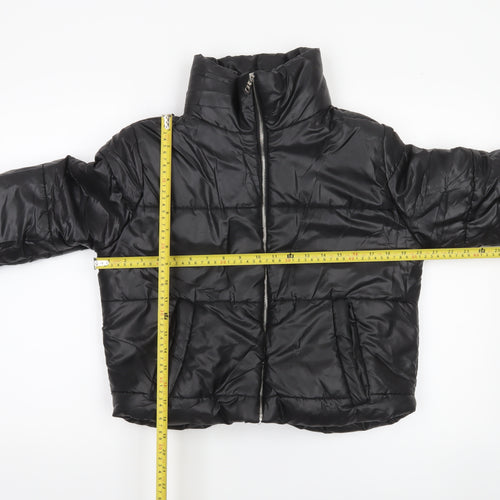 Rising Women’s Black Cropped Puffer Jacket Size S Winter Quilted Coat