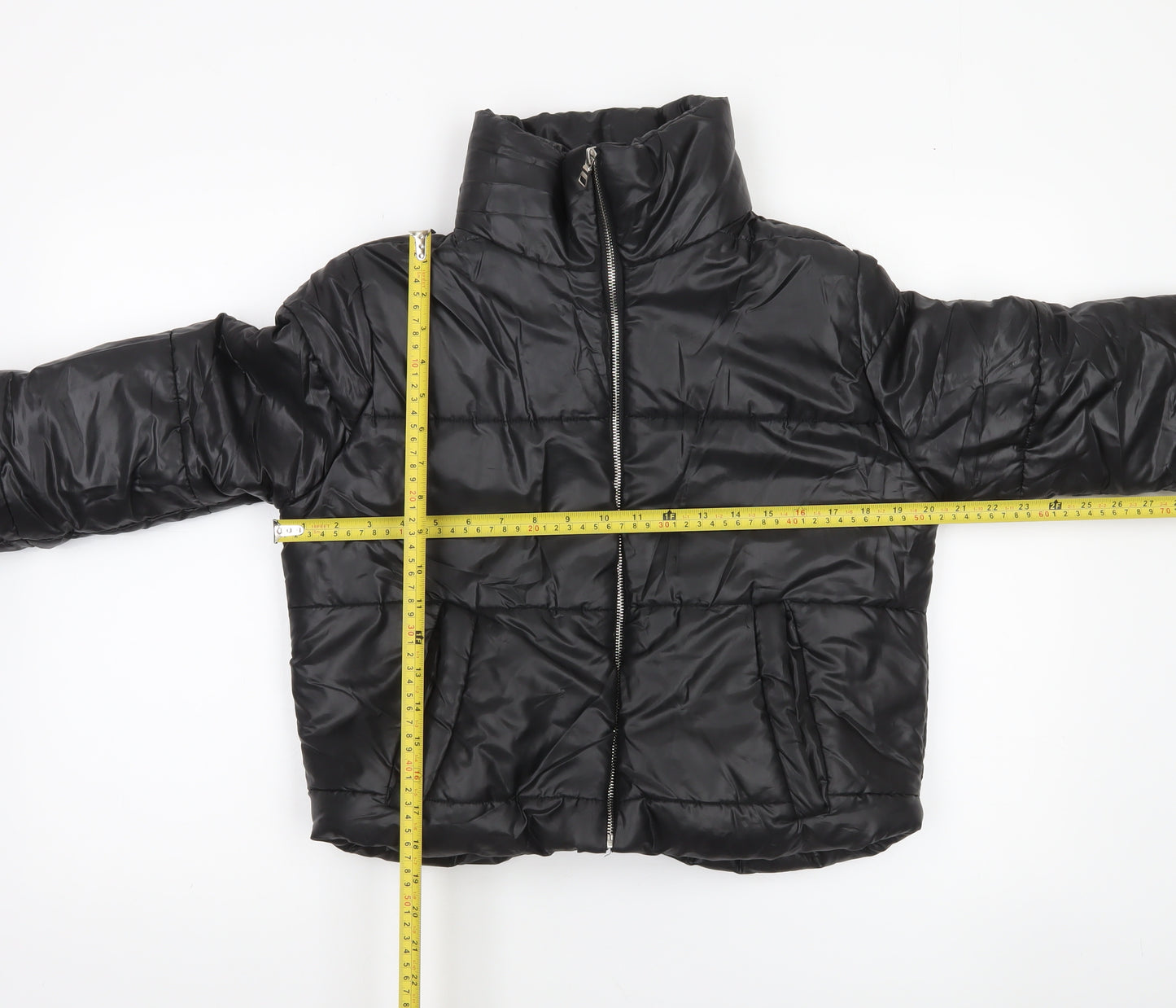 Rising Women’s Black Cropped Puffer Jacket Size S Winter Quilted Coat