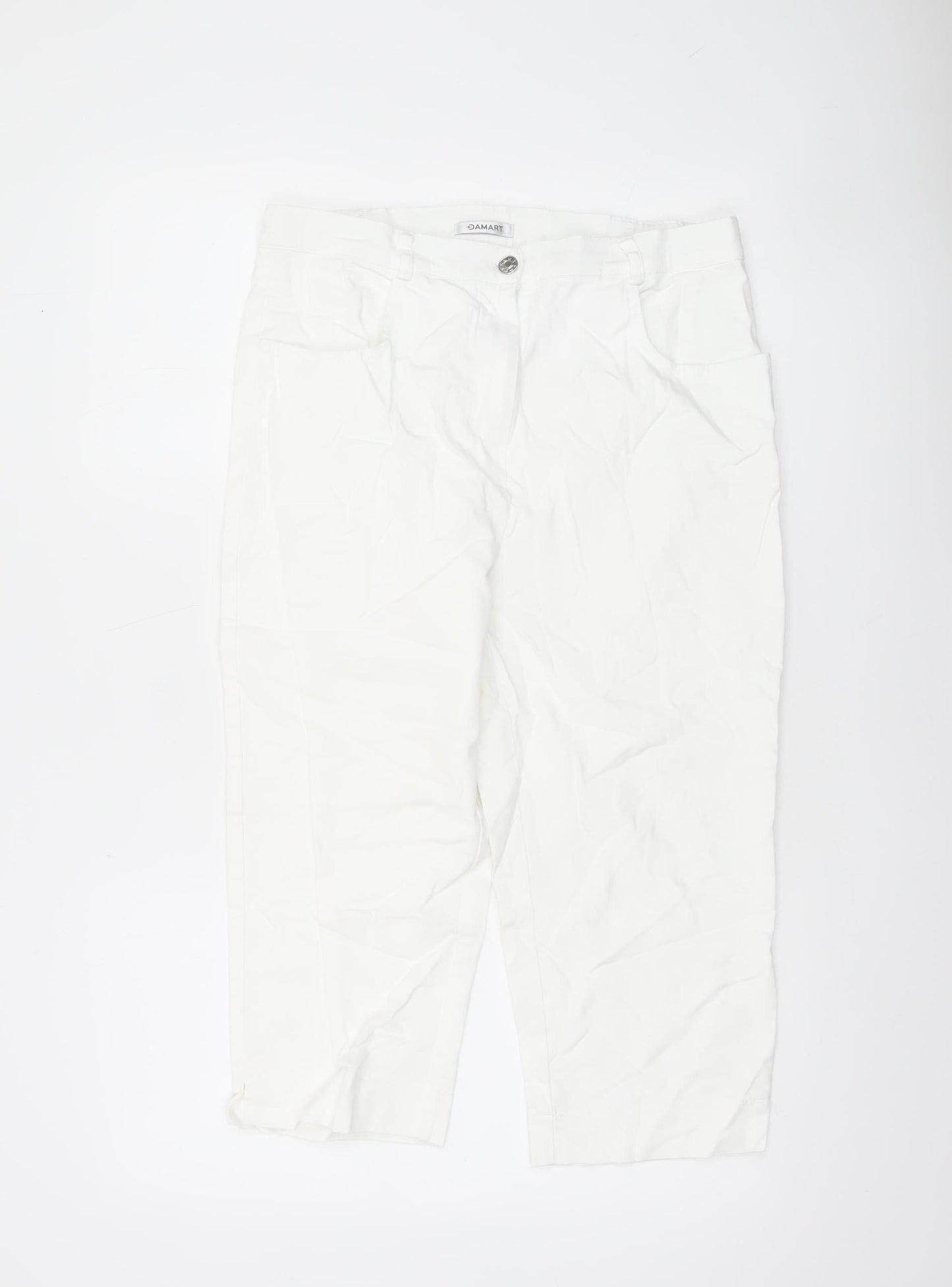 Damart Women’s White Cropped Stretch Cotton Trousers UK 16