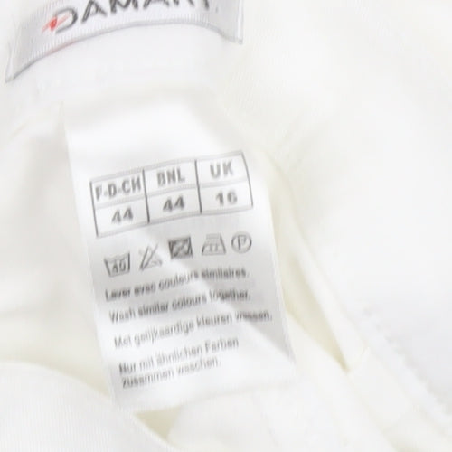 Damart Women’s White Cropped Stretch Cotton Trousers UK 16