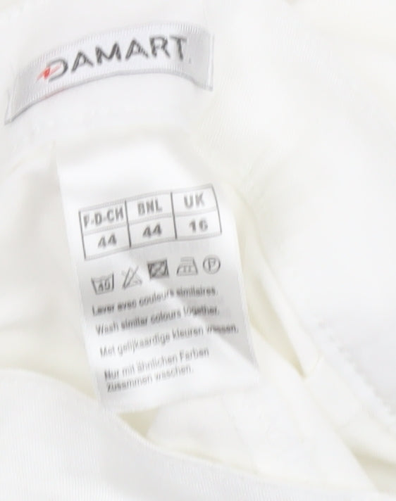 Damart Women’s White Cropped Stretch Cotton Trousers UK 16