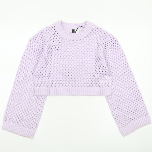 H&M Divided Women Purple Open-Knit Cropped Jumper 2XS