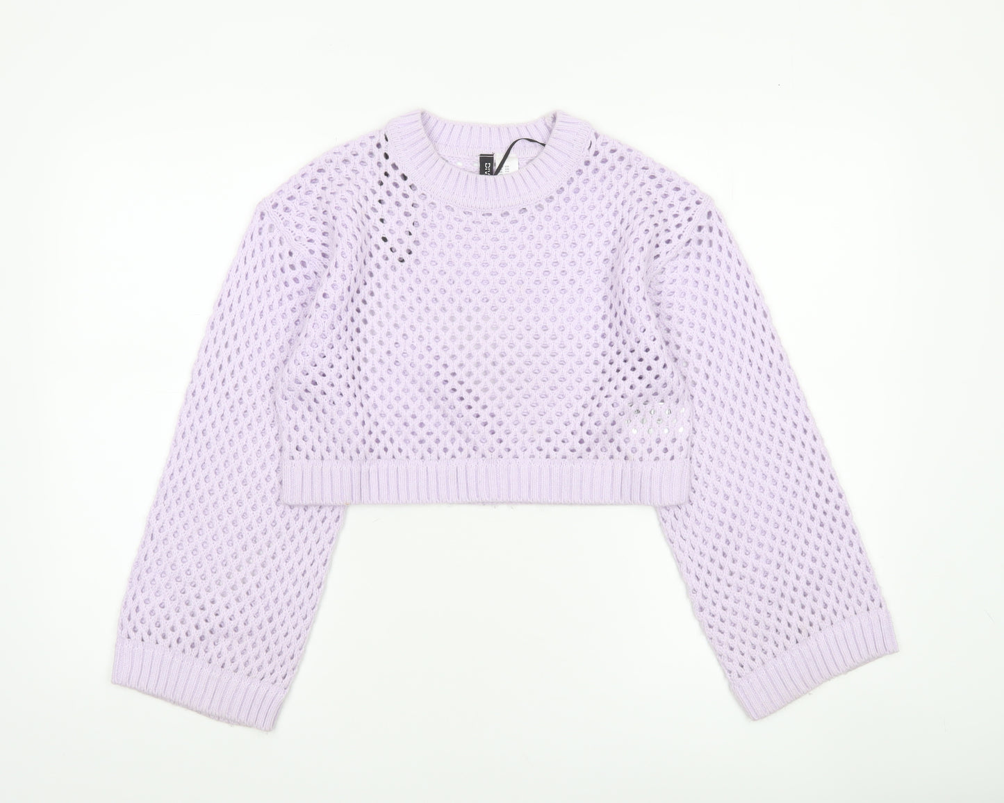 H&M Divided Women Purple Open-Knit Cropped Jumper 2XS