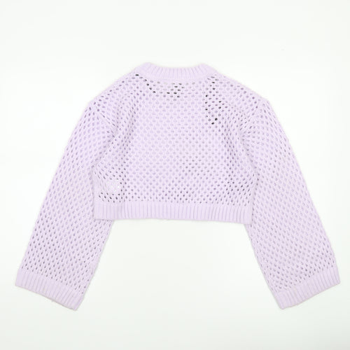 H&M Divided Women Purple Open-Knit Cropped Jumper 2XS