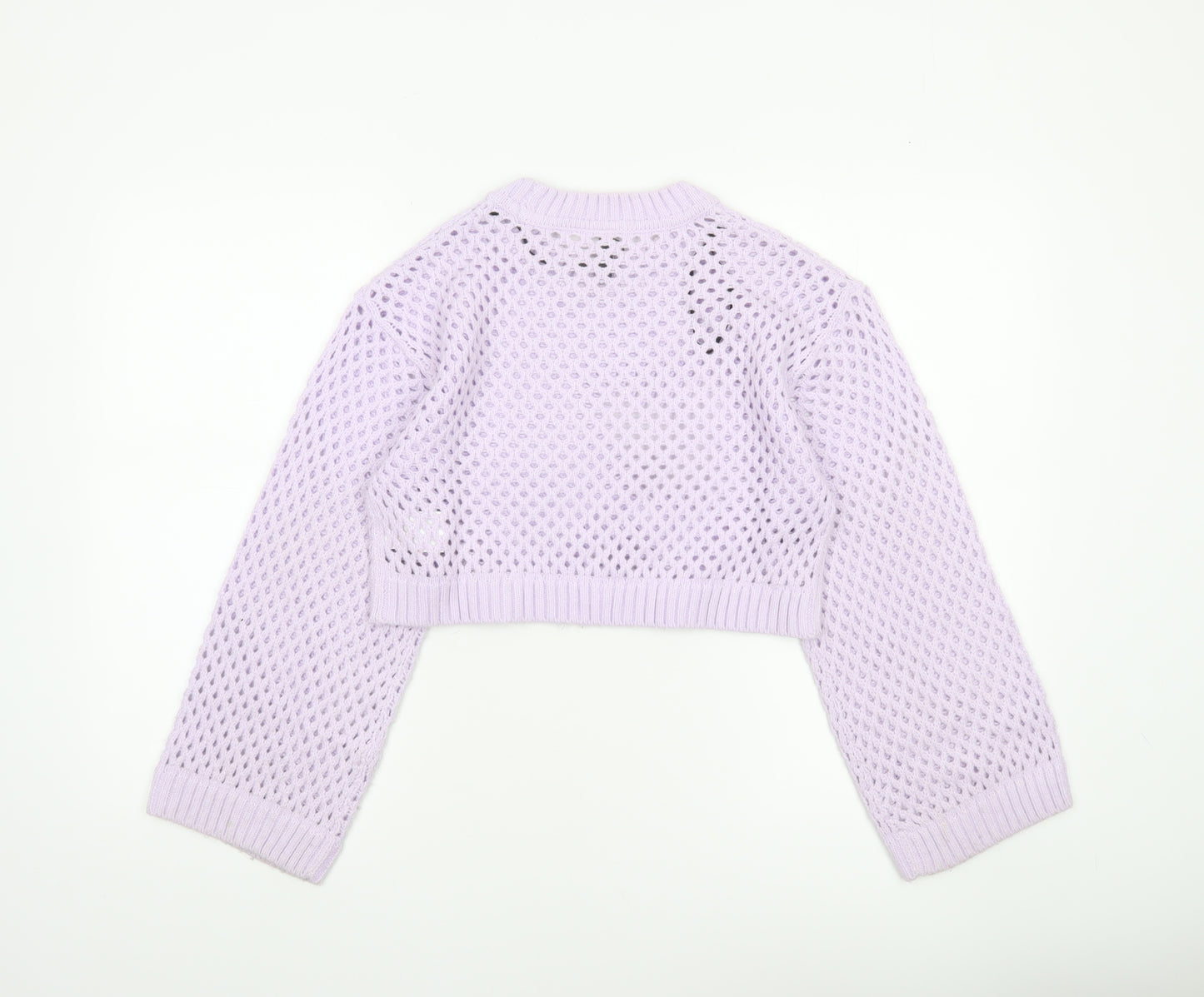H&M Divided Women Purple Open-Knit Cropped Jumper 2XS