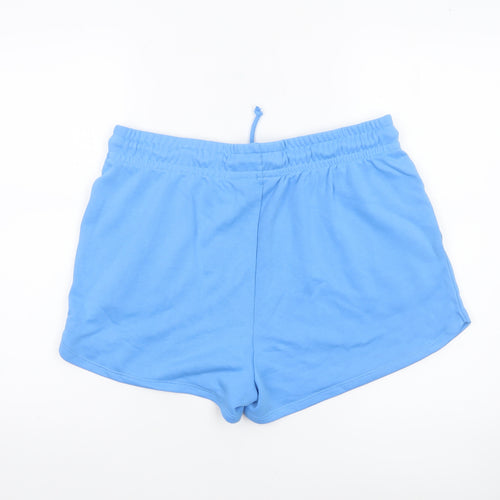 Dunnes Women Blue Sweat Shorts L Cotton Polyester Drawstring