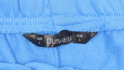 Dunnes Women Blue Sweat Shorts L Cotton Polyester Drawstring