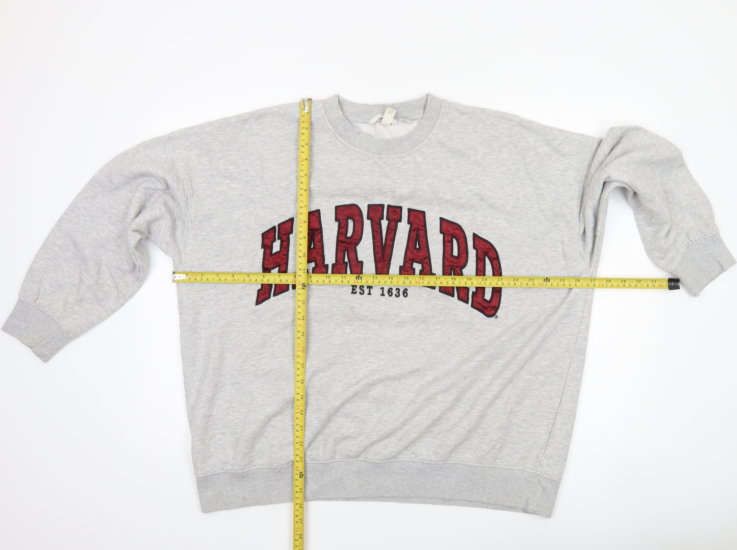 H&M Womens Grey Harvard Crew Neck Sweatshirt Size 12 Cotton Blend