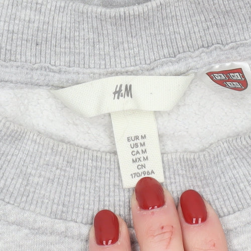 H&M Womens Grey Harvard Crew Neck Sweatshirt Size 12 Cotton Blend