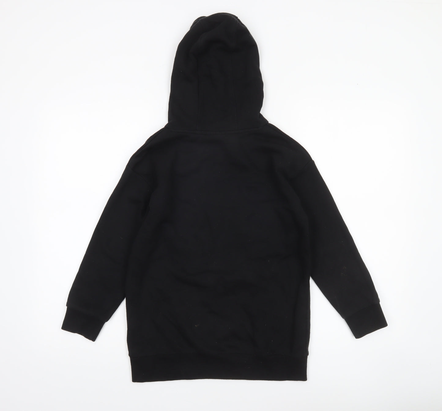 Elle Girls Black Hooded Pullover Hoodie 8-9 Years Logo Print Cotton Blend