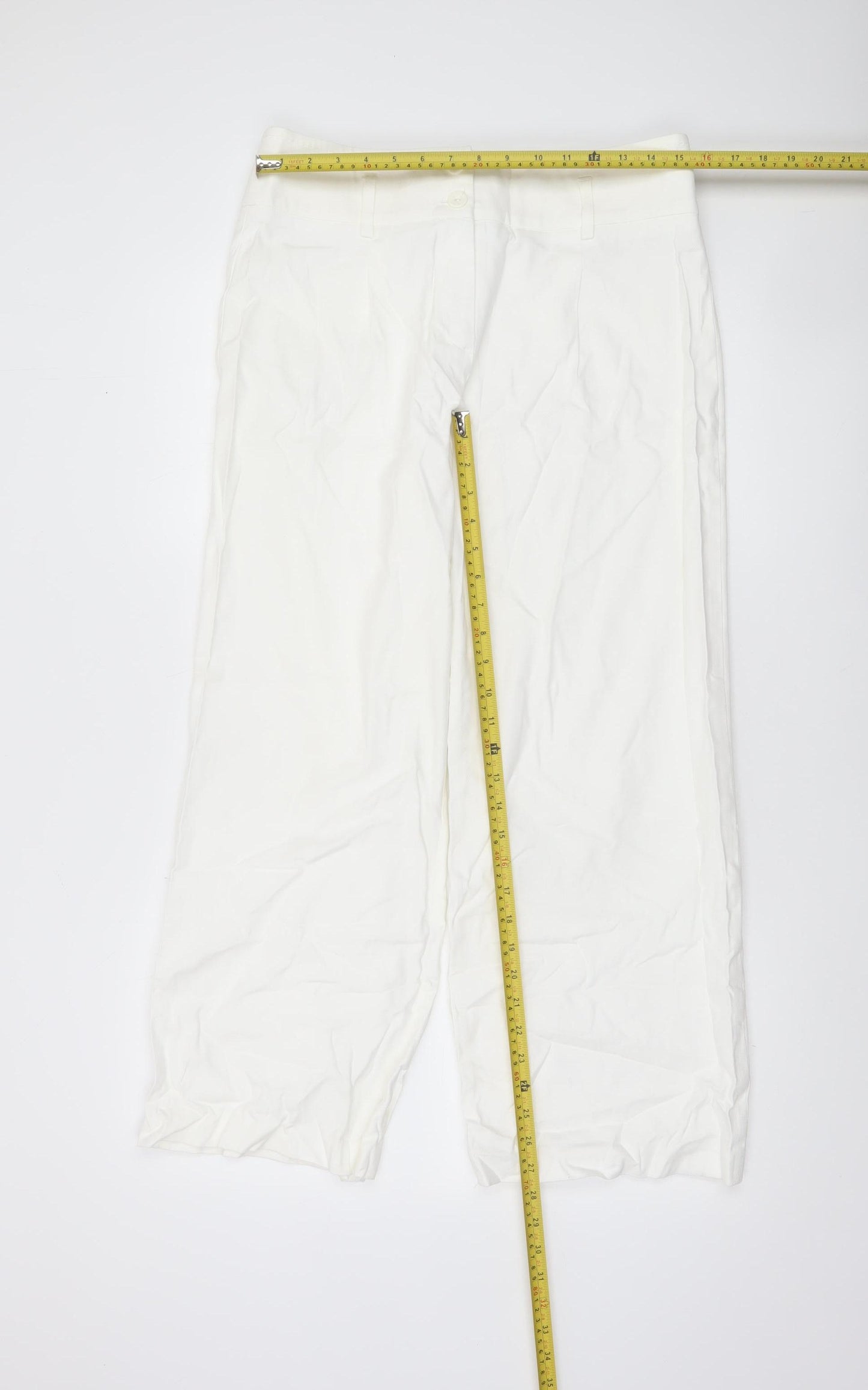 1 2 3 Women’s White Cotton Stretch Twill Trousers Size 14