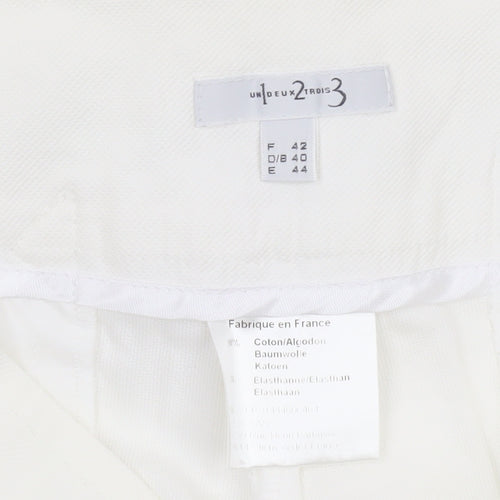 1 2 3 Women’s White Cotton Stretch Twill Trousers Size 14