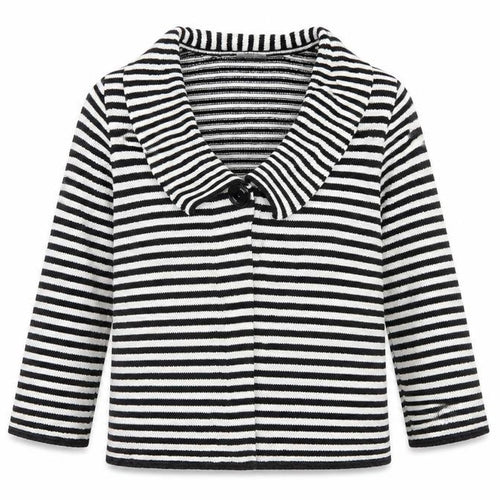 Wallis Women Black White Striped Knit Cardigan Size 14