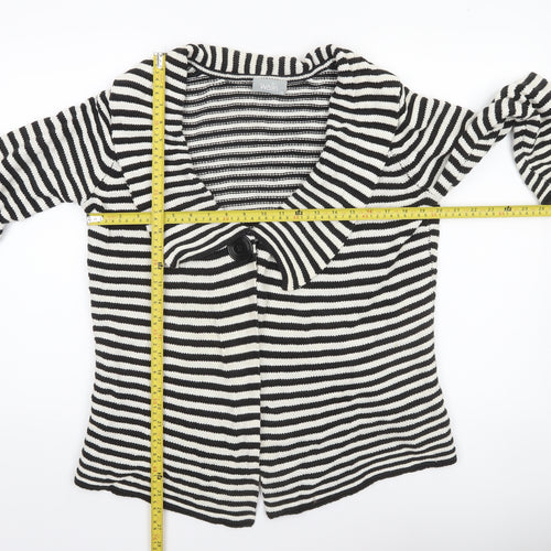 Wallis Women Black White Striped Knit Cardigan Size 14