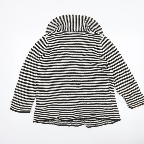 Wallis Women Black White Striped Knit Cardigan Size 14