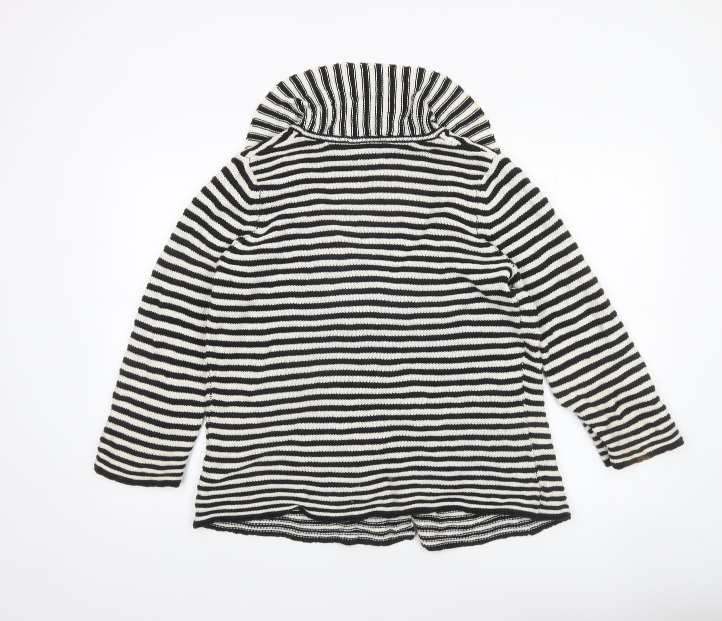 Wallis Women Black White Striped Knit Cardigan Size 14