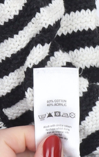 Wallis Women Black White Striped Knit Cardigan Size 14