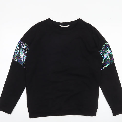 TU Woman Black Sequin Sleeve Sweatshirt Size 8