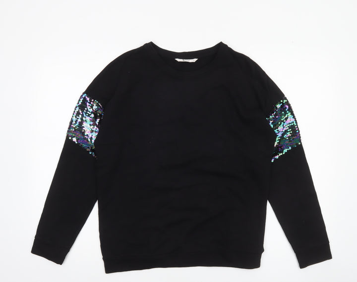 TU Woman Black Sequin Sleeve Sweatshirt Size 8