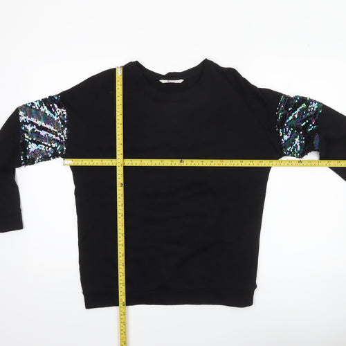 TU Woman Black Sequin Sleeve Sweatshirt Size 8