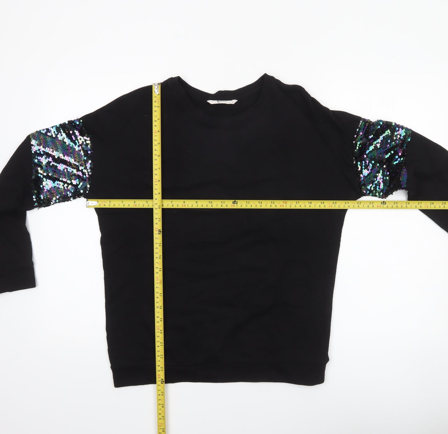 TU Woman Black Sequin Sleeve Sweatshirt Size 8