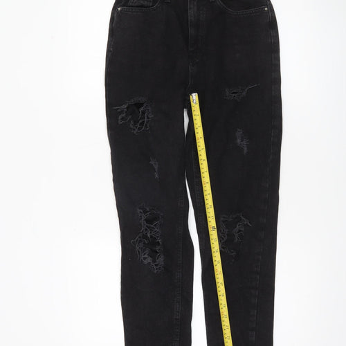 Primark Women Black Distressed High Rise Mom Jeans Size 4