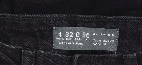 Primark Women Black Distressed High Rise Mom Jeans Size 4