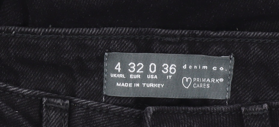 Primark Women Black Distressed High Rise Mom Jeans Size 4