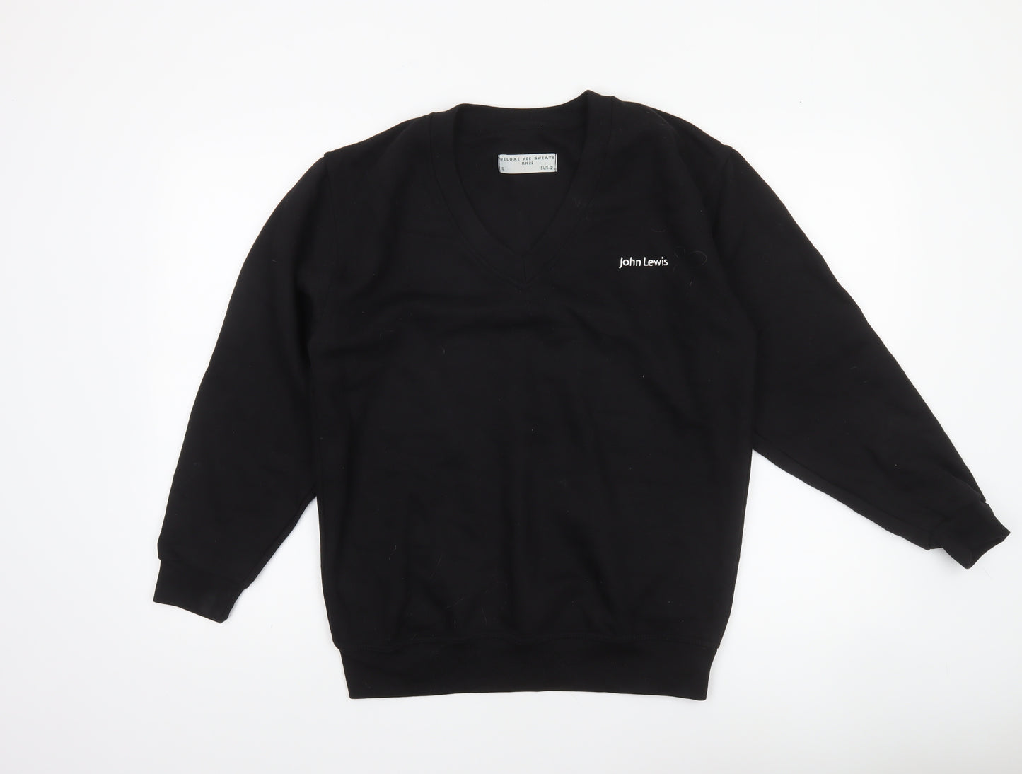 John Lewis Men's Black V-Neck Cotton Sweatshirt Size S