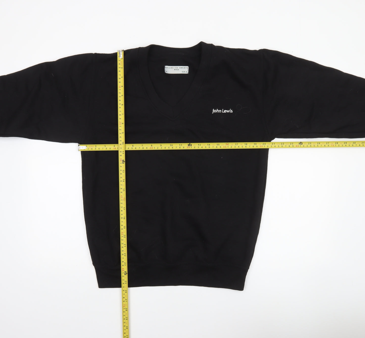 John Lewis Men's Black V-Neck Cotton Sweatshirt Size S