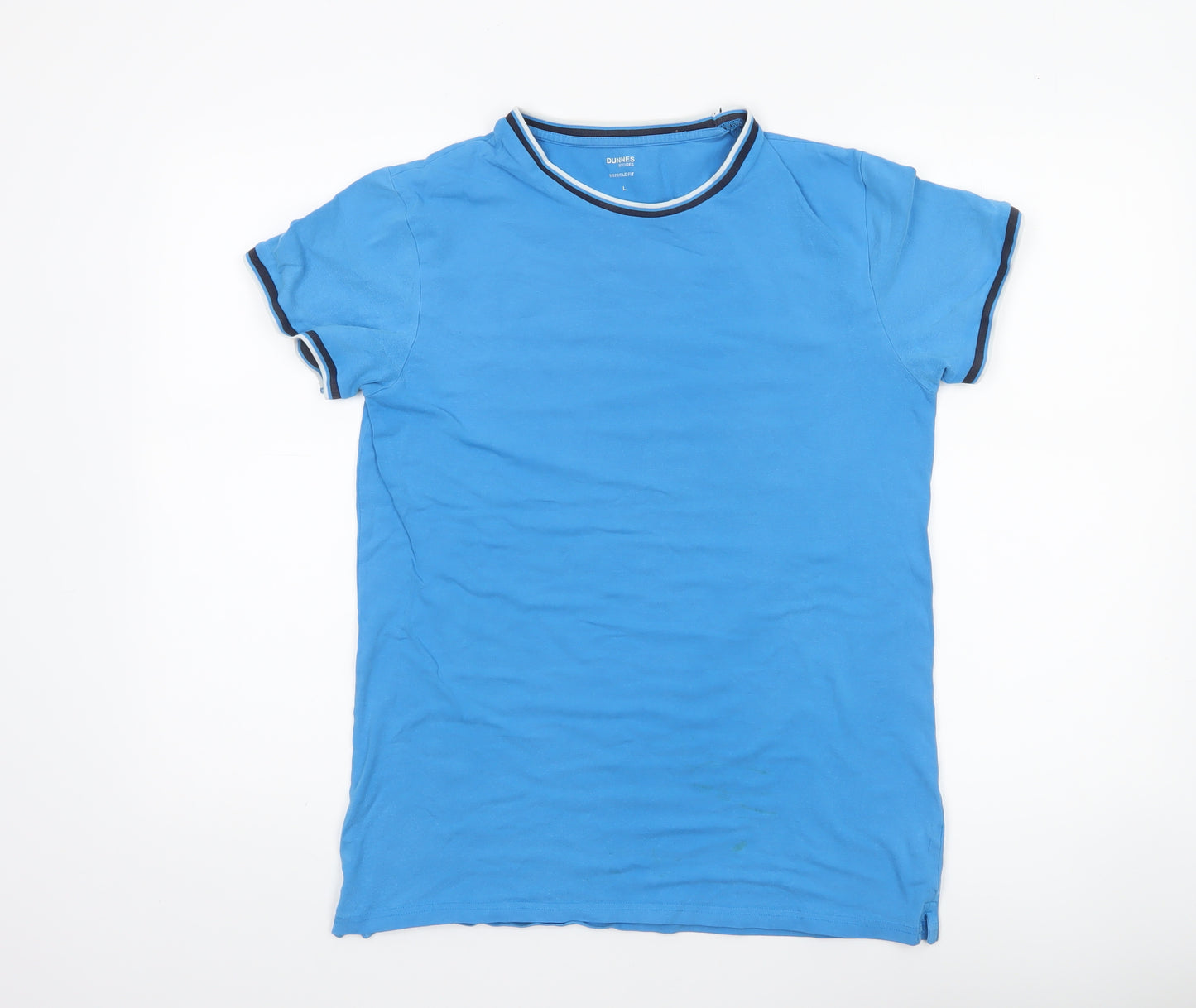Dunnes Stores Men's Blue Muscle Fit Crew Neck T-Shirt Size L