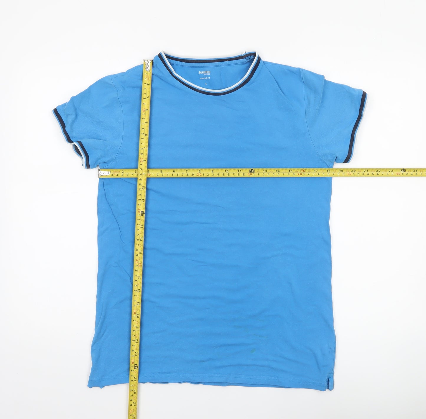 Dunnes Stores Men's Blue Muscle Fit Crew Neck T-Shirt Size L