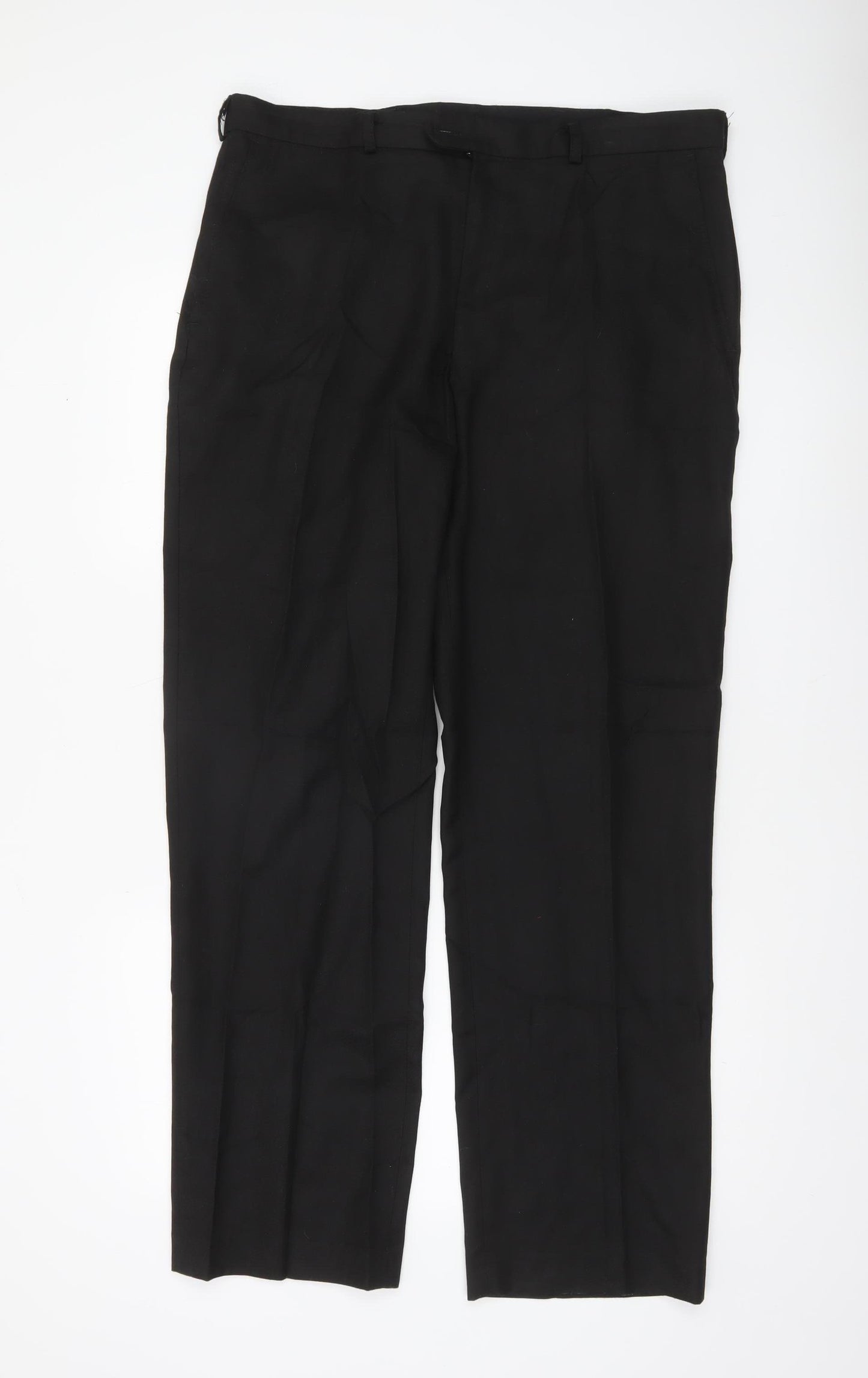 David Luke Men's Black 36x32 Regular Fit Pleated Dress Pants
