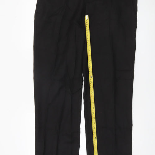 David Luke Men's Black 36x32 Regular Fit Pleated Dress Pants