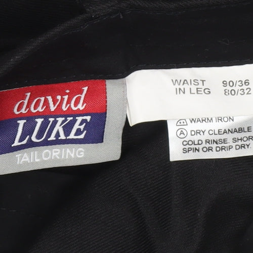 David Luke Men's Black 36x32 Regular Fit Pleated Dress Pants