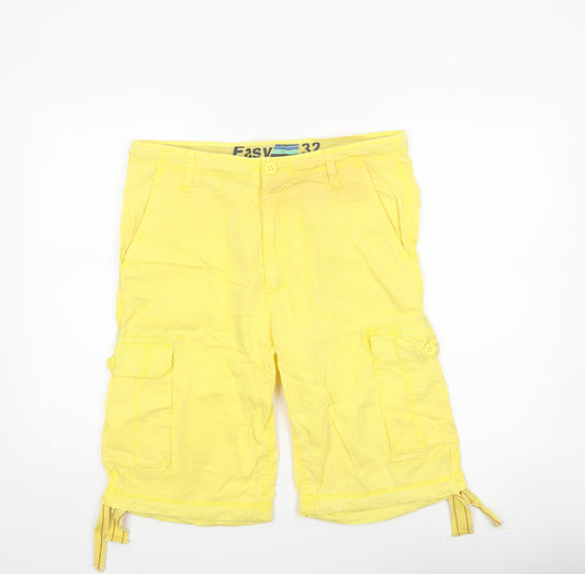 Easy Men’s Yellow Cotton Cargo Shorts Size 32 Waist