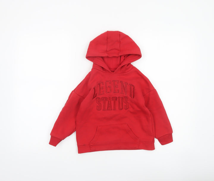 Primark Boys Red Pullover Hoodie 3 Years Legend Status Cotton Blend