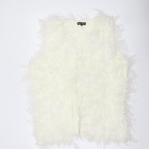 Select Women's Ivory Faux Fur Knit Waistcoat L Lightweight