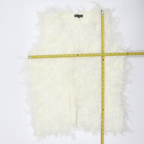Select Women's Ivory Faux Fur Knit Waistcoat L Lightweight