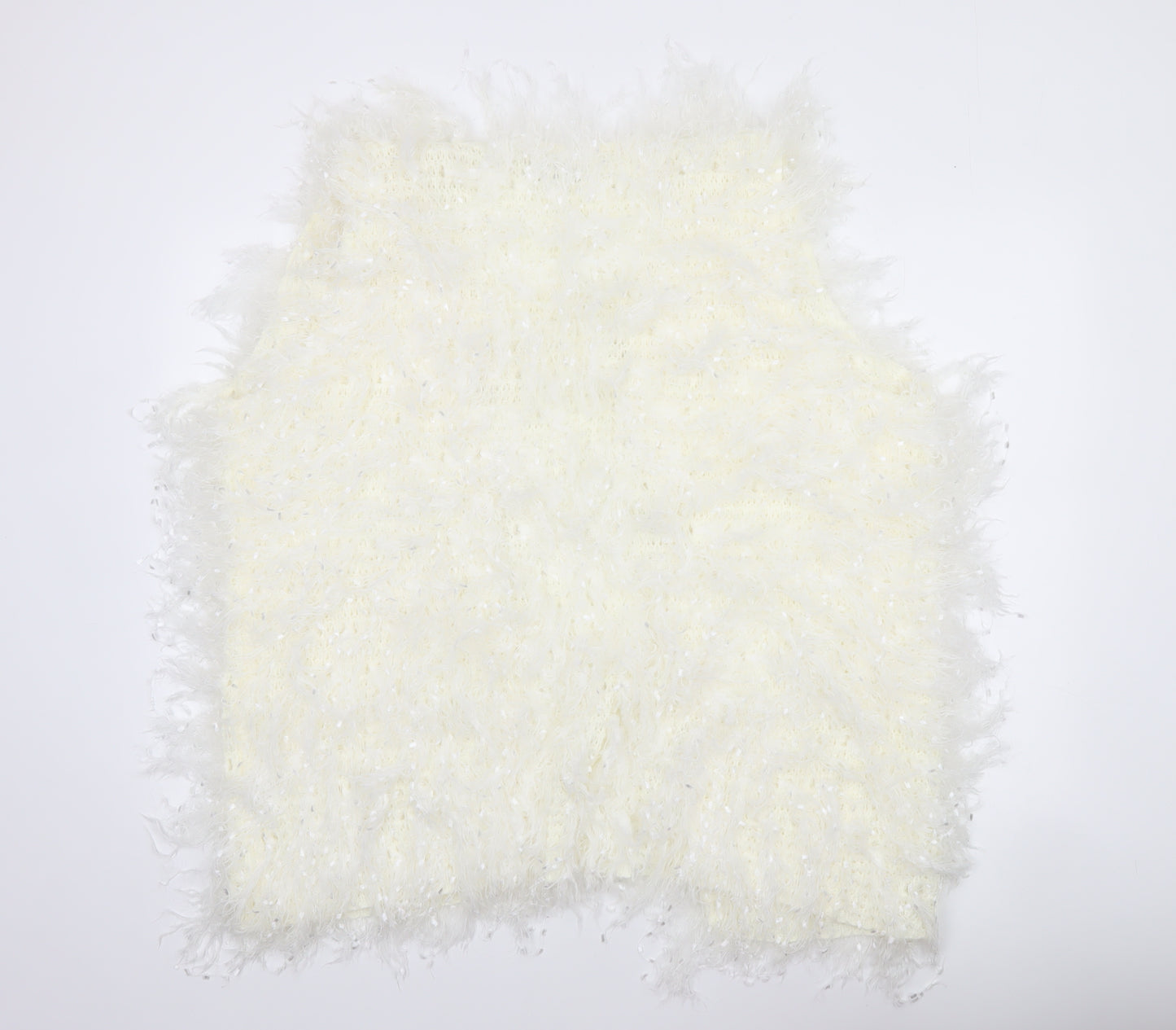 Select Women's Ivory Faux Fur Knit Waistcoat L Lightweight
