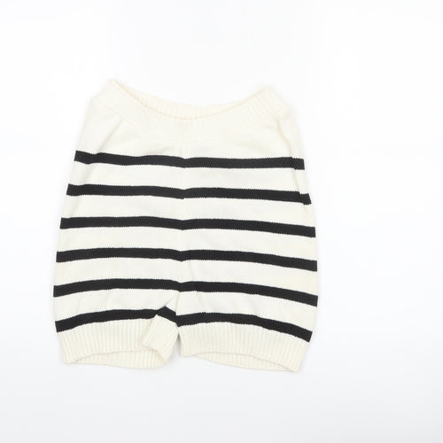 Primark Women’s Ivory Black Striped Knit Sweat Shorts XS