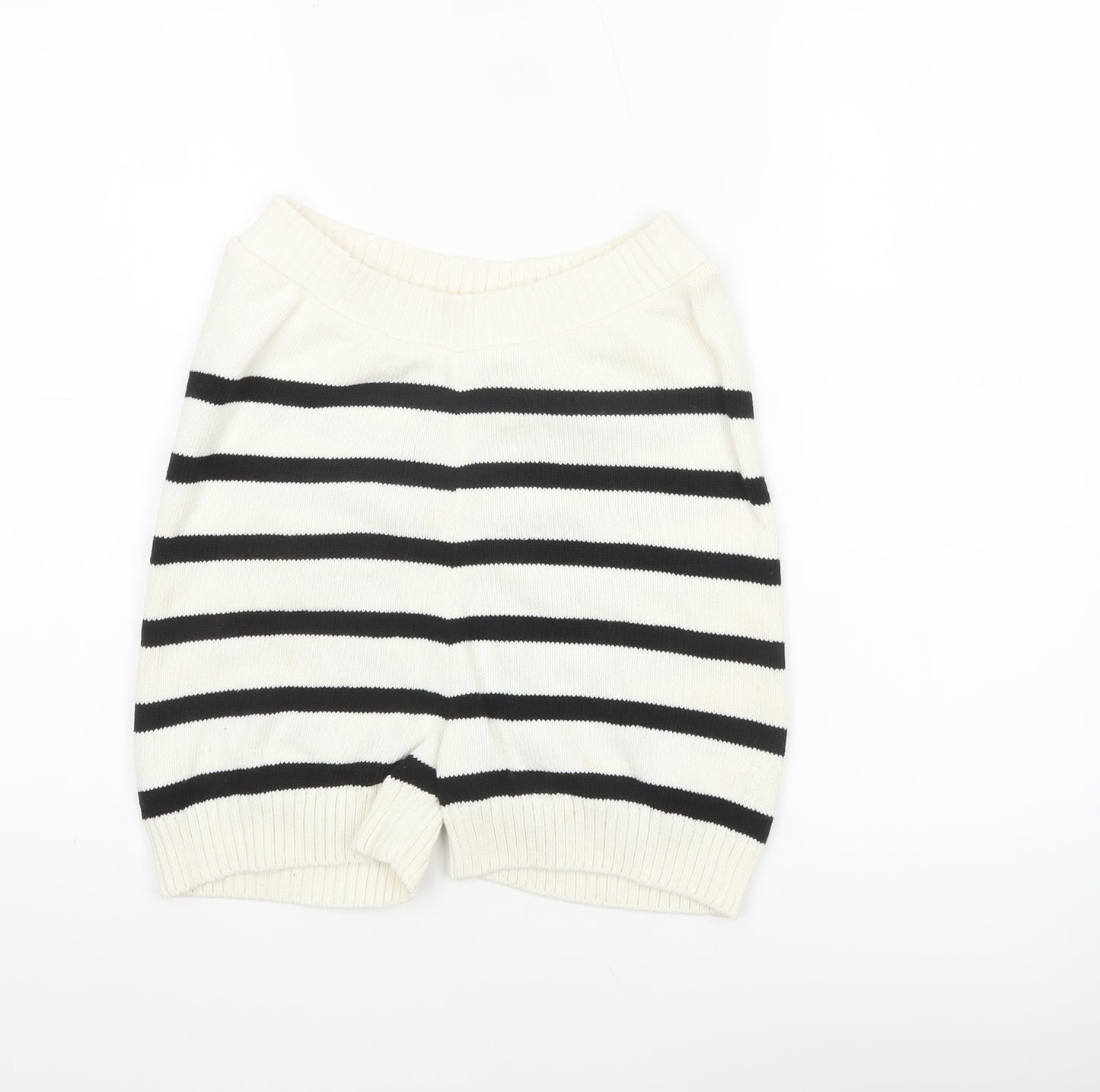 Primark Women’s Ivory Black Striped Knit Sweat Shorts XS