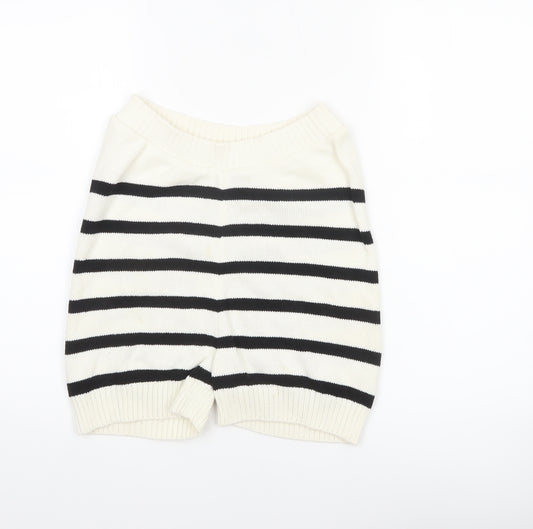 Primark Women’s Ivory Black Striped Knit Sweat Shorts XS