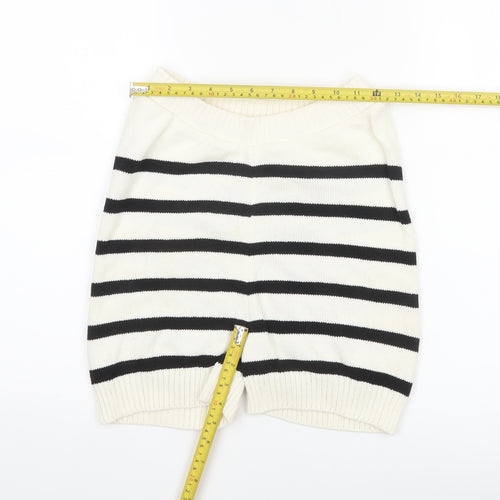 Primark Women’s Ivory Black Striped Knit Sweat Shorts XS