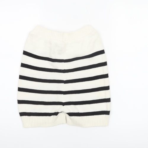 Primark Women’s Ivory Black Striped Knit Sweat Shorts XS