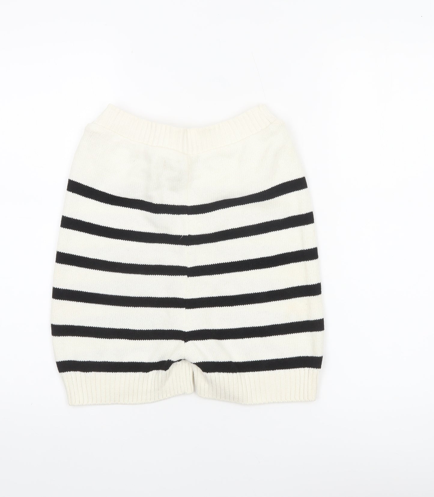 Primark Women’s Ivory Black Striped Knit Sweat Shorts XS