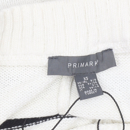 Primark Women’s Ivory Black Striped Knit Sweat Shorts XS