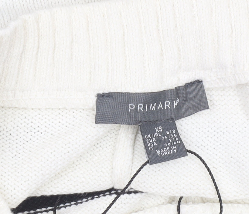 Primark Women’s Ivory Black Striped Knit Sweat Shorts XS